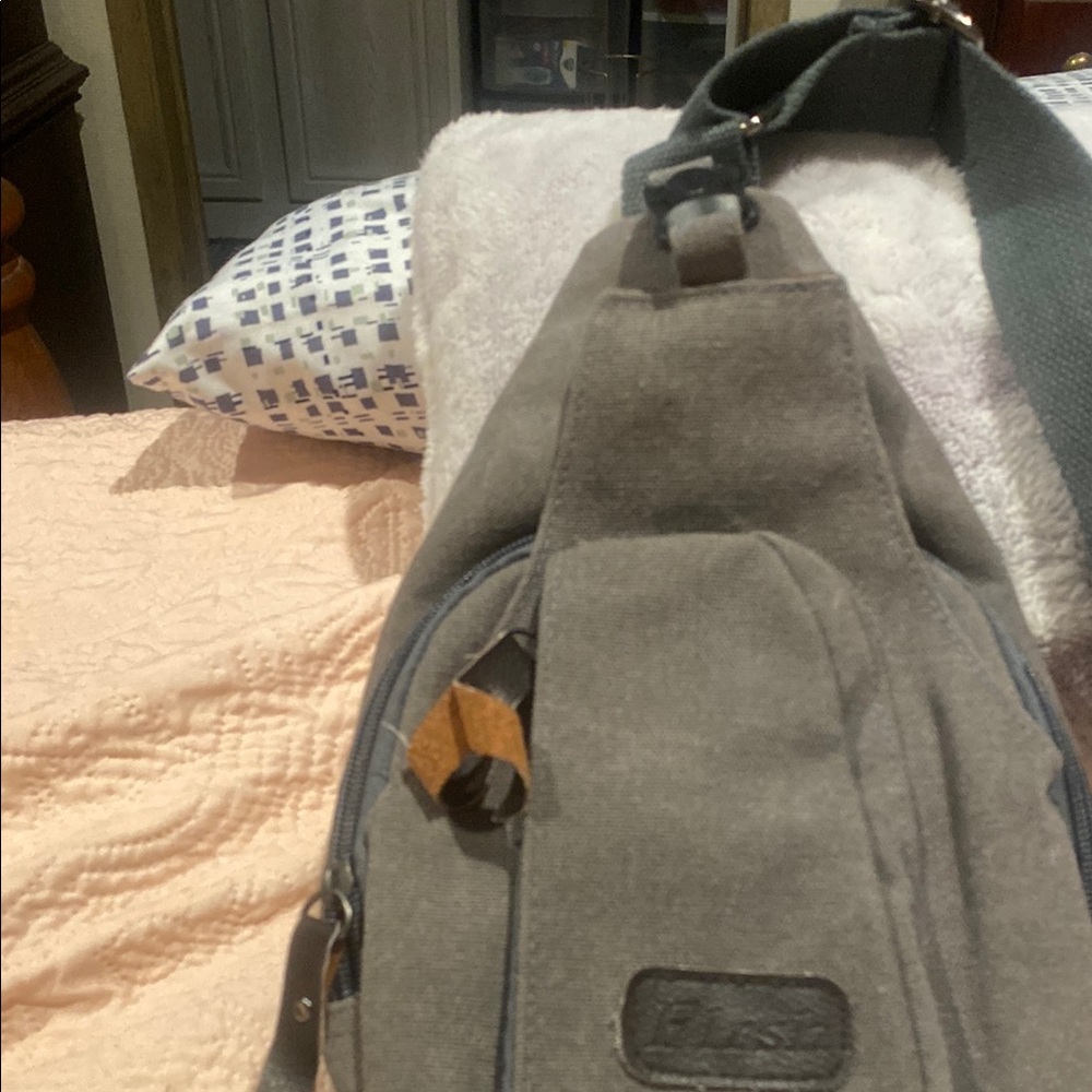 Gray Canvas Backpack with Dark Accents
